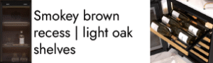 Smoke brown niche | light oak shelves